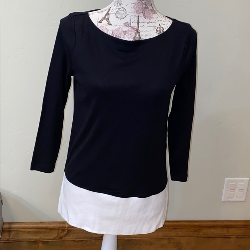 Ann Taylor Loft black top with white bottom trim